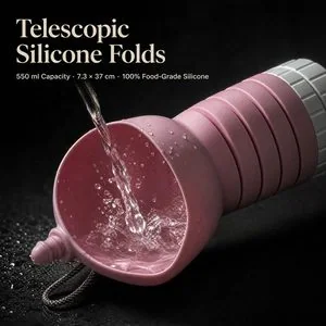 Gourde pliable en silicone pour animaux — Gros plan