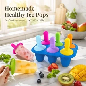 Moule à glaces rond en silicone, 6 cavités — En usage