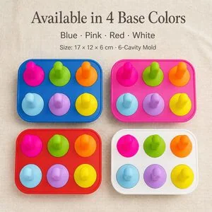 Moule à glaces rond en silicone, 6 cavités — Couleurs