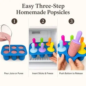 Moule à glaces rond en silicone, 6 cavités — Mode d'emploi